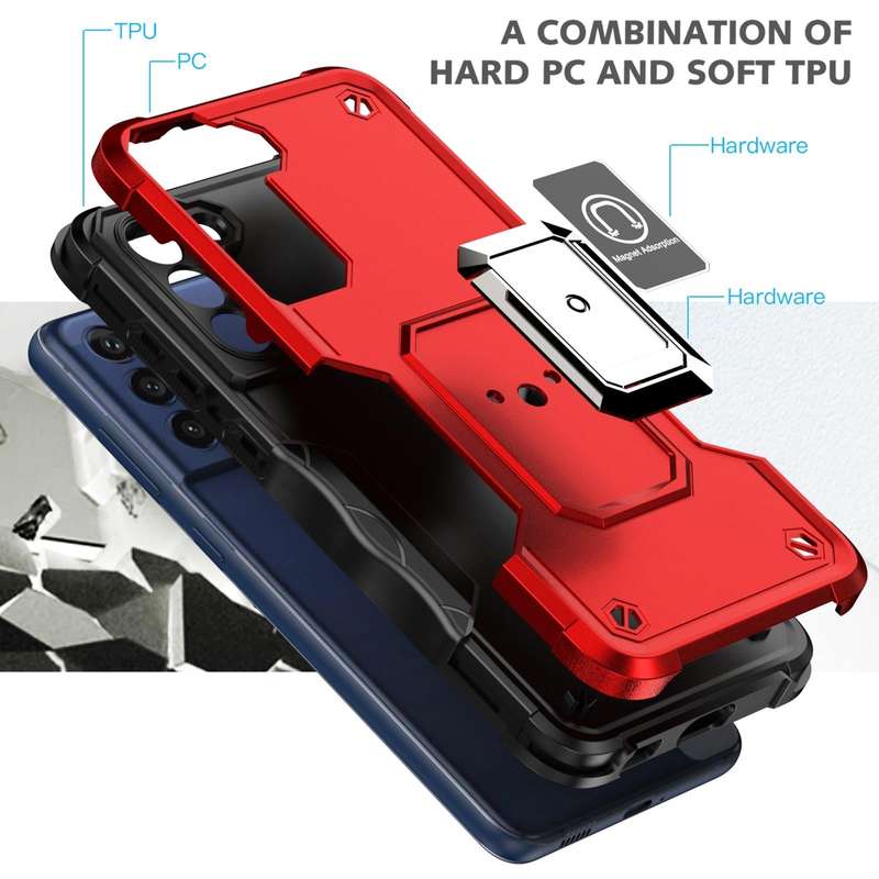 For Samsung Galaxy S21 FE 5G Ring Holder Non-slip Armor Phone Case(Green)