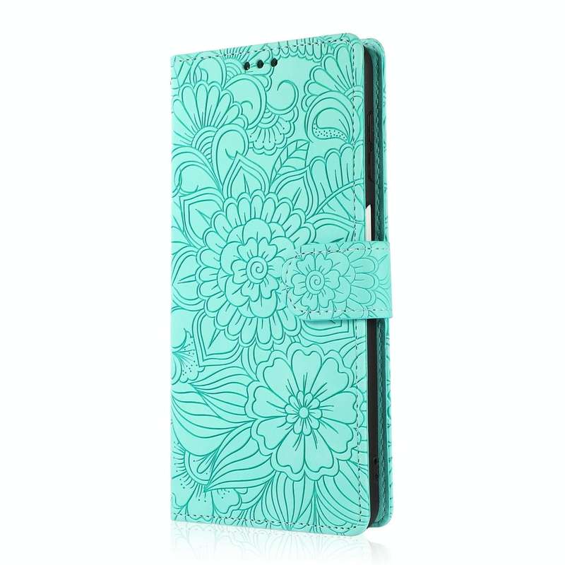 For Huawei P40 lite Skin Feel Embossed Sunflower Horizontal Flip Leather Case with Holder & Card ...