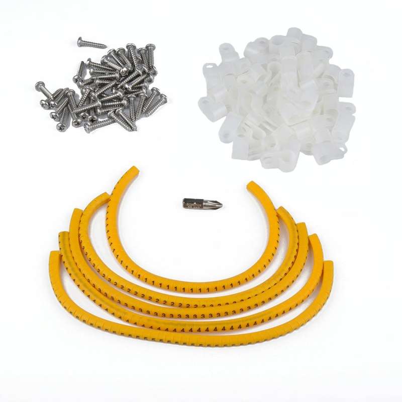 50 PCS 5/16 inch Rope Light R-Style Mounting Clips with Stainless Screws and Number Tube Cable Ma...