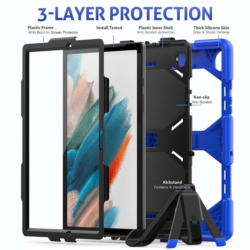 For Samsung Galaxy Tab A8 10.5 2021 X200 / X205 Colorful Silicon + PC Tablet Case(Blue)