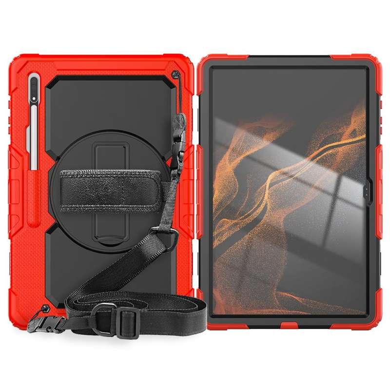 For Samsung Galaxy Tab S8 Ultra 14.6 inch SM-X900 Silicone + PC Tablet Case(Red+Black)