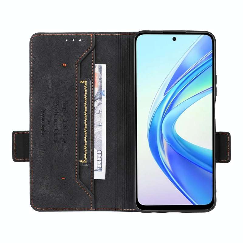For Honor X7b Magnetic Clasp Flip Leather Phone Case(Black)