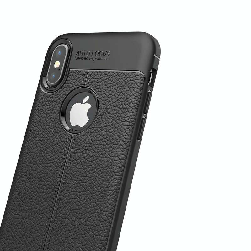 For iPhone X / XS Litchi Texture TPU Protective Back Cover Case (Black)