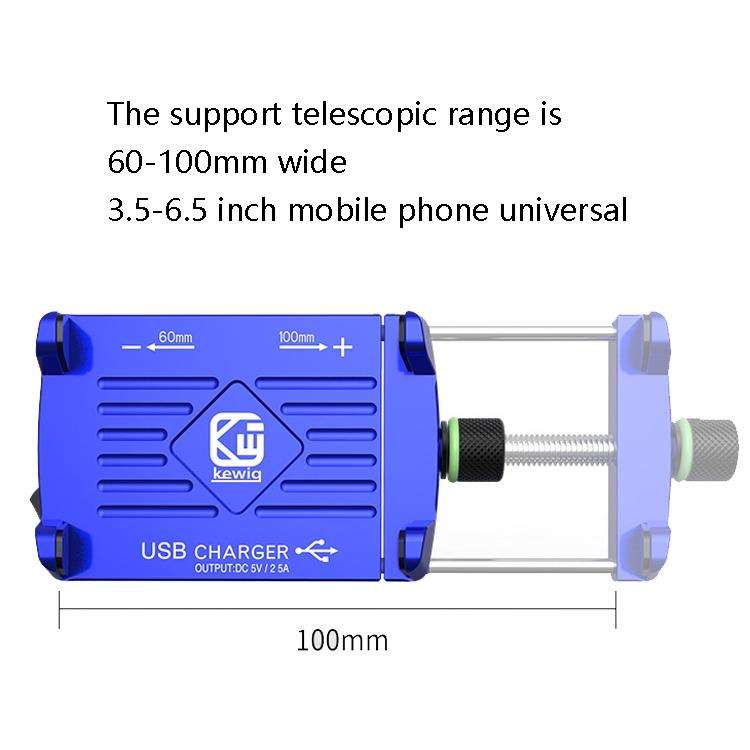 Kewig M6 Aluminum Alloy Motorcycle Mobile Phone Bracket Rechargeable With Switch Waterproof Stabl...