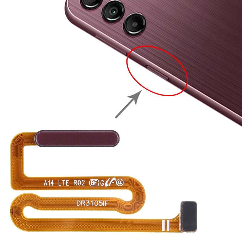 For Samsung Galaxy A14 SM-A145F Original Fingerprint Sensor Flex Cable (Dark Red)