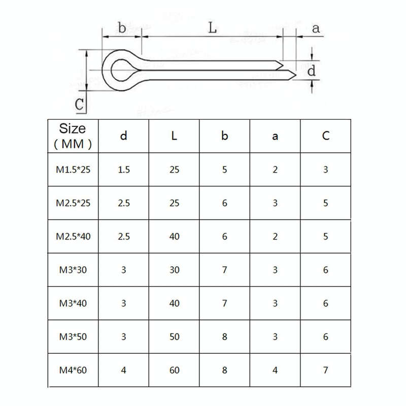 A5538 1000 PCS Car U-shape 304 Stainless Steel Cotter Pin Clip Key Fastner Fitting Assortment Kit