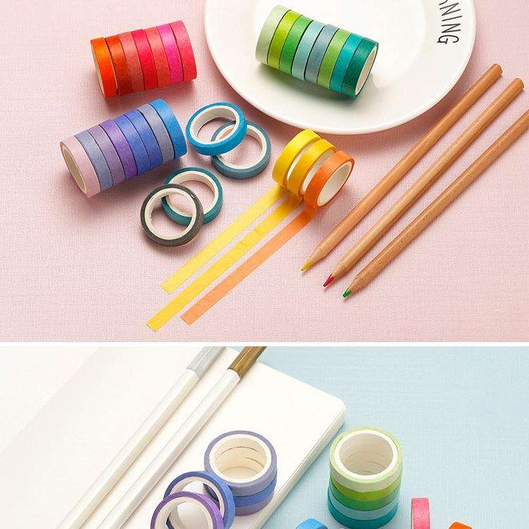 60 Colors / Box 8mmx4m Pure Color Rainbow Tape Hand Ledger Decoration Sticker