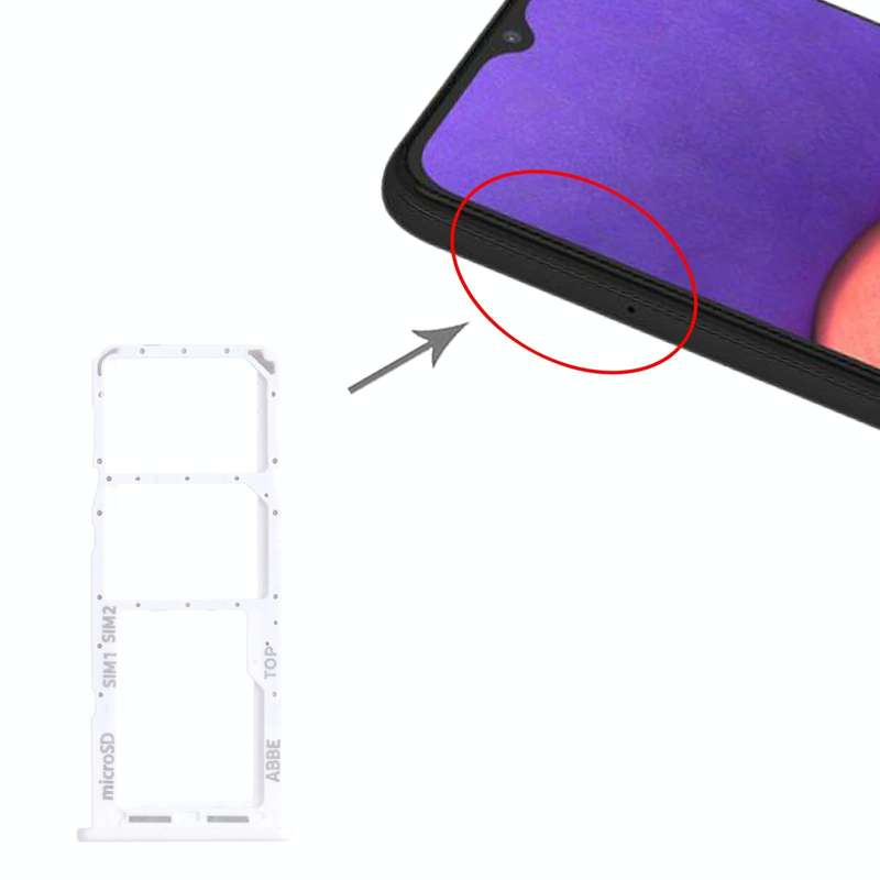 For Samsung Galaxy A22 SM-A225 SIM Card Tray + SIM Card Tray + Micro SD Card Tray (Silver)