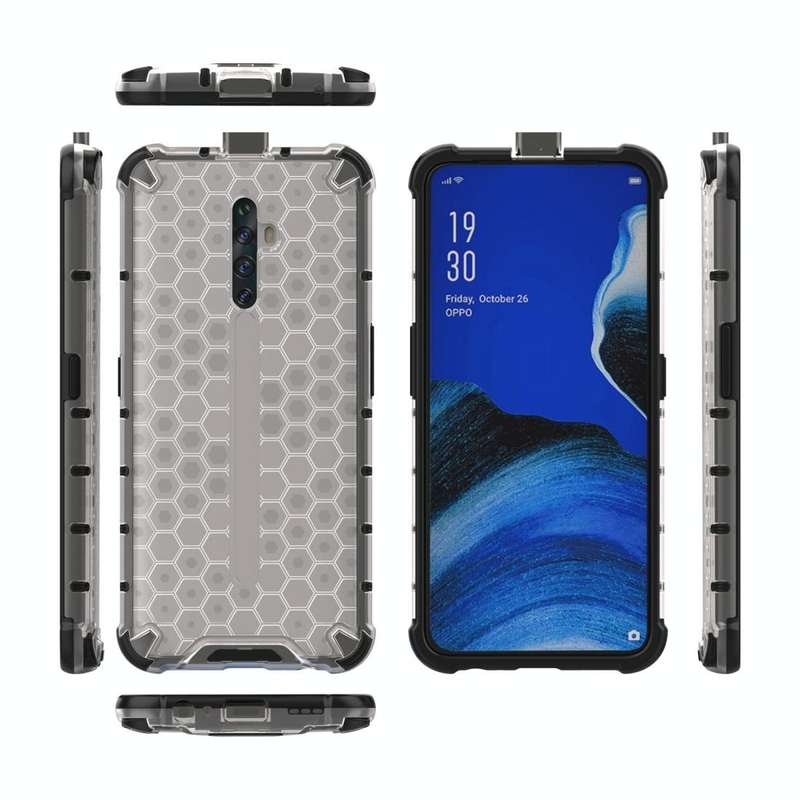 For Oppo Reno2 Z Shockproof Honeycomb PC + TPU Case(Blue)