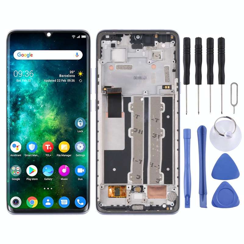 Original LCD Screen for TCL 10 Plus Digitizer Full Assembly with Frame (Purple)