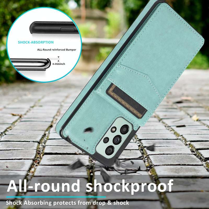 For Samsung Galaxy A73 5G Solid Color PC + TPU Protective Case with Holder & Card Slots(Green)