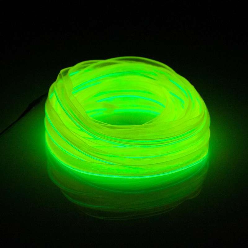 EL Cold Fluorescent Green Light Waterproof Flat Flexible Car Strip Light with Driver for Car Deco...