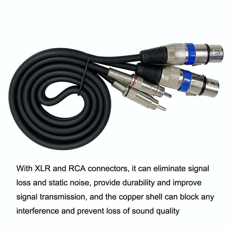 2RCA Male 2XLR Caron Female Speaker Audio Balance Cable, Length:0.5m