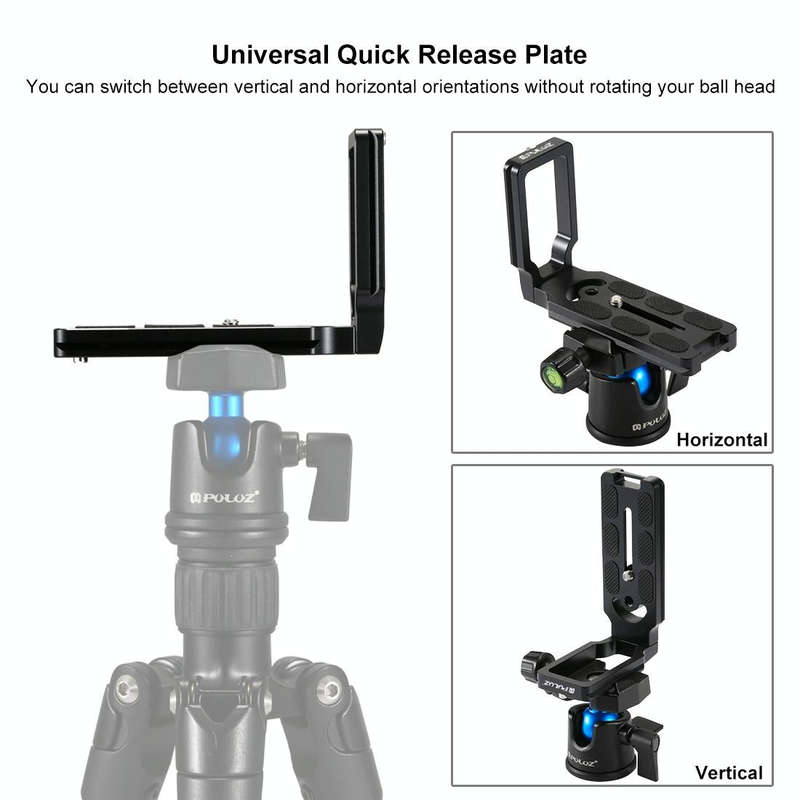 PULUZ 1/4 inch Vertical Shoot Quick Release L Plate Bracket Base Holder