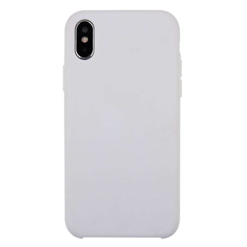 For iPhone X / XS Pure Color Liquid Silicone + PC Dropproof Protective Back Cover Case(White)