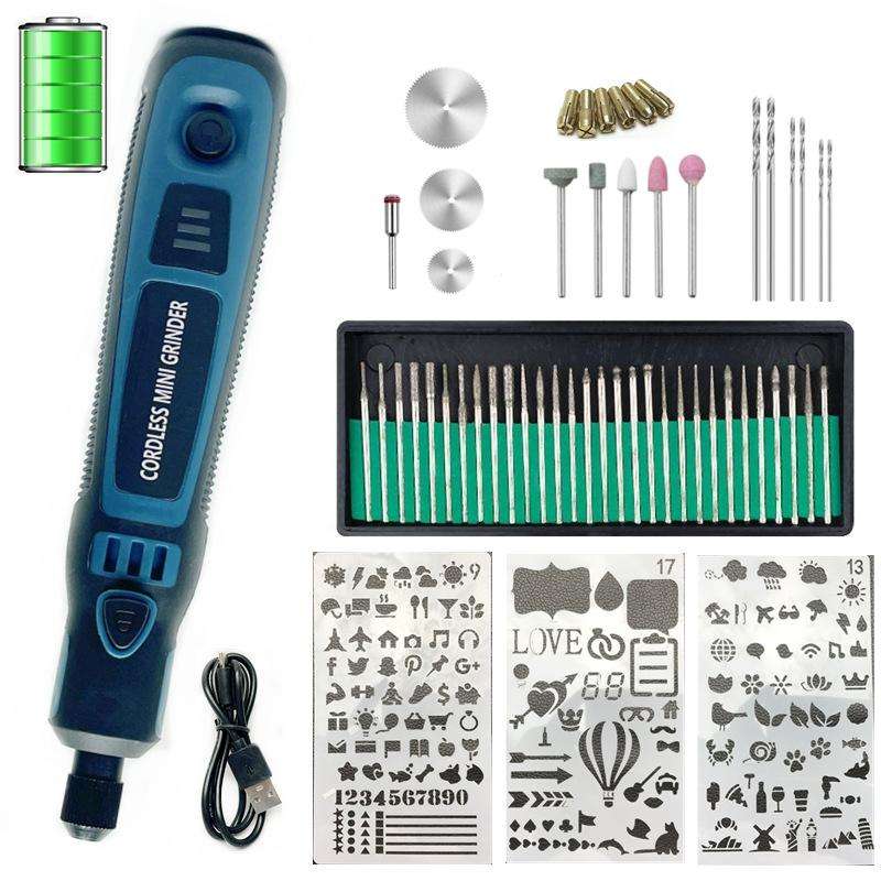 55-in-1 Rechargable Mini Electric Grinder Kit 3-speed Adjustable Miniature Electric Drill Manicur...