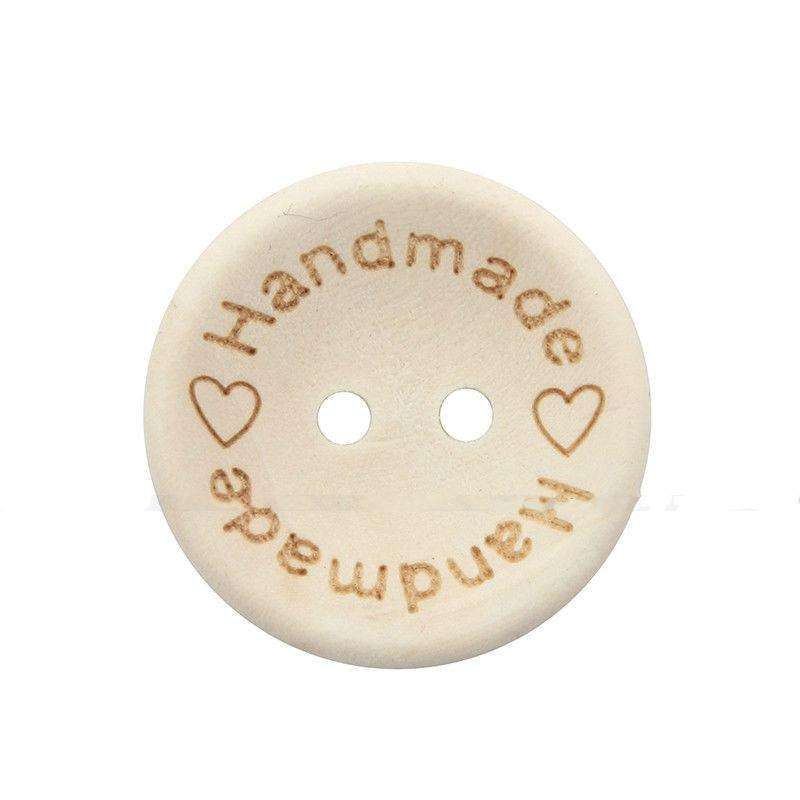 100 PCS/Set Natural Color Wooden Buttons Handmade Love Letter Wood Button Craft DIY Baby Apparel ...