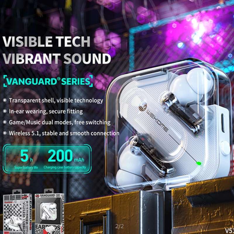 WEKOME V51 Vanguard Series Transparent Wireless Bluetooth Earphone(White)