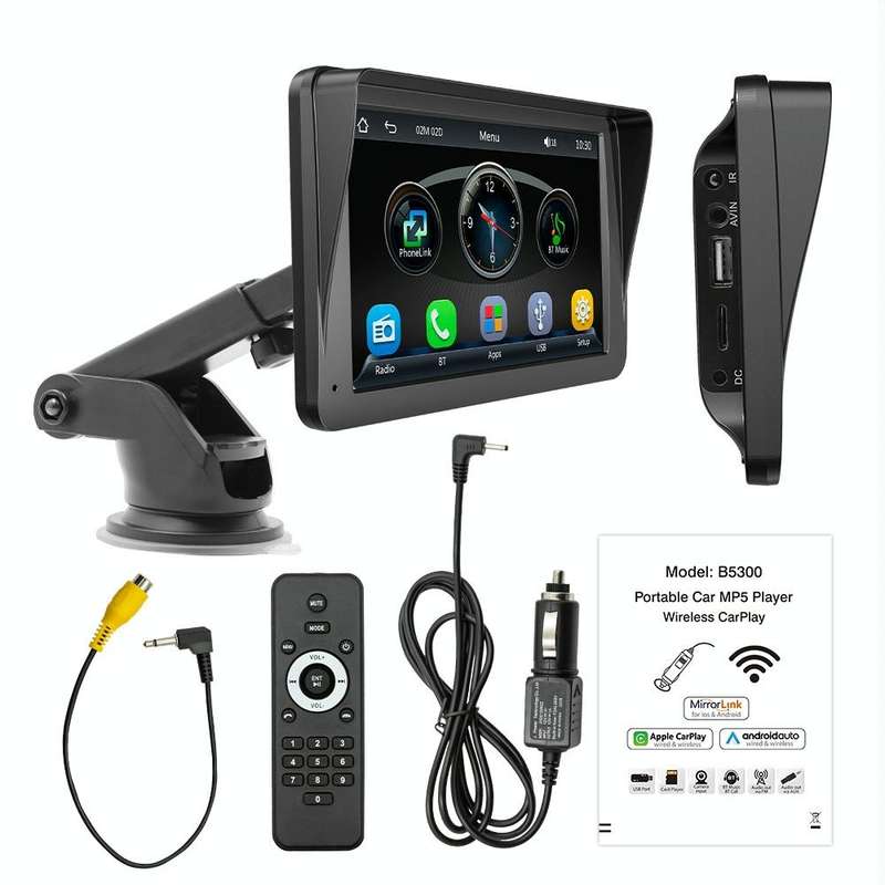 B5300 7 inch Wireless CarPlay Car Bluetooth MP5 Player, Support Mobile Phone Interconnection with...
