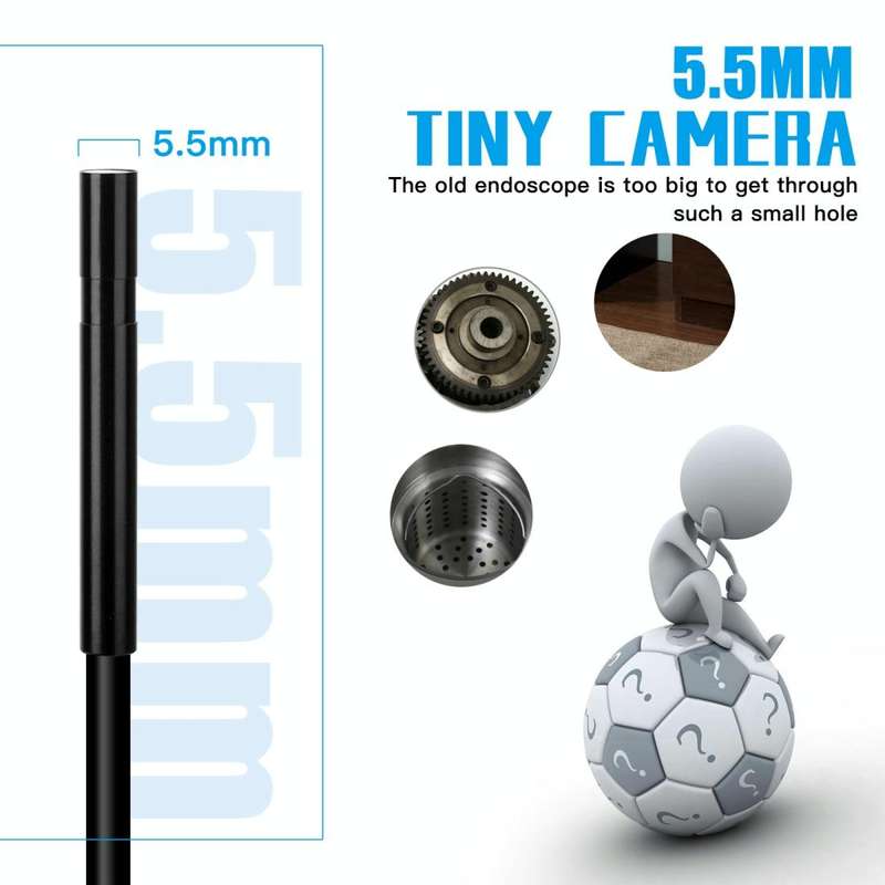 F220 5.5mm HD 5.0MP WIFI Endoscope Inspection Camera with 6 LEDs, Length: 10m