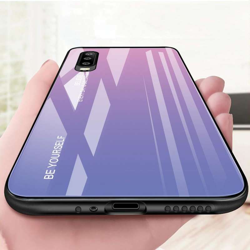 For Huawei P30 Gradient Color Glass Case(Purple)