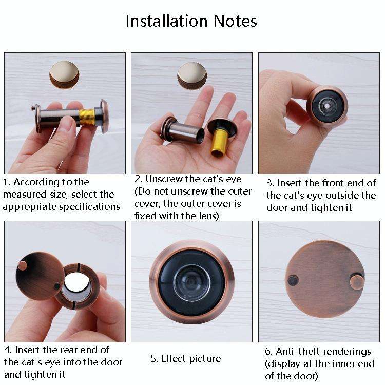 2 PCS Security Door Cat Eye HD Glass Lens 200 Degrees Wide-Angle Anti-Tiny Hotel Door Eye, Specif...