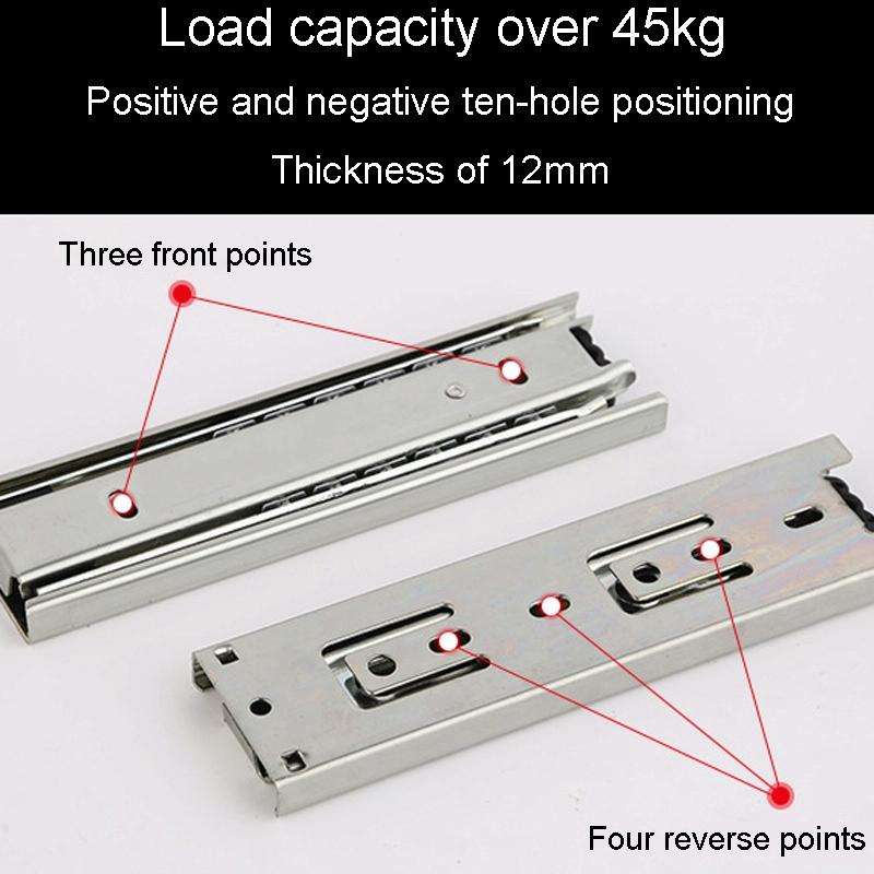 6 inch 16cm Thickened Three Sections Ball Slide Mute Drawer Track Rail