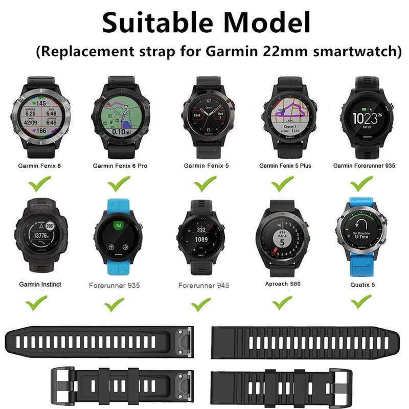 For Garmin Fenix 5 Silicone Watch Band(Black)