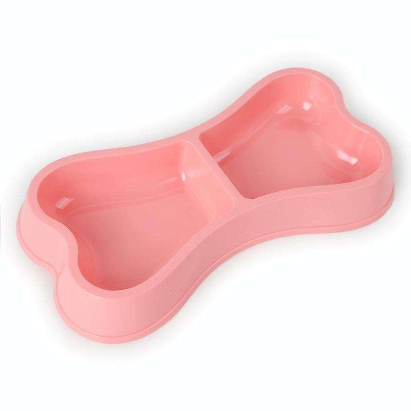 Plastic Dog Bowls Bone-shaped Candy Color Dog Feeder Eco-friendly Double-head Bowls(Light Green)