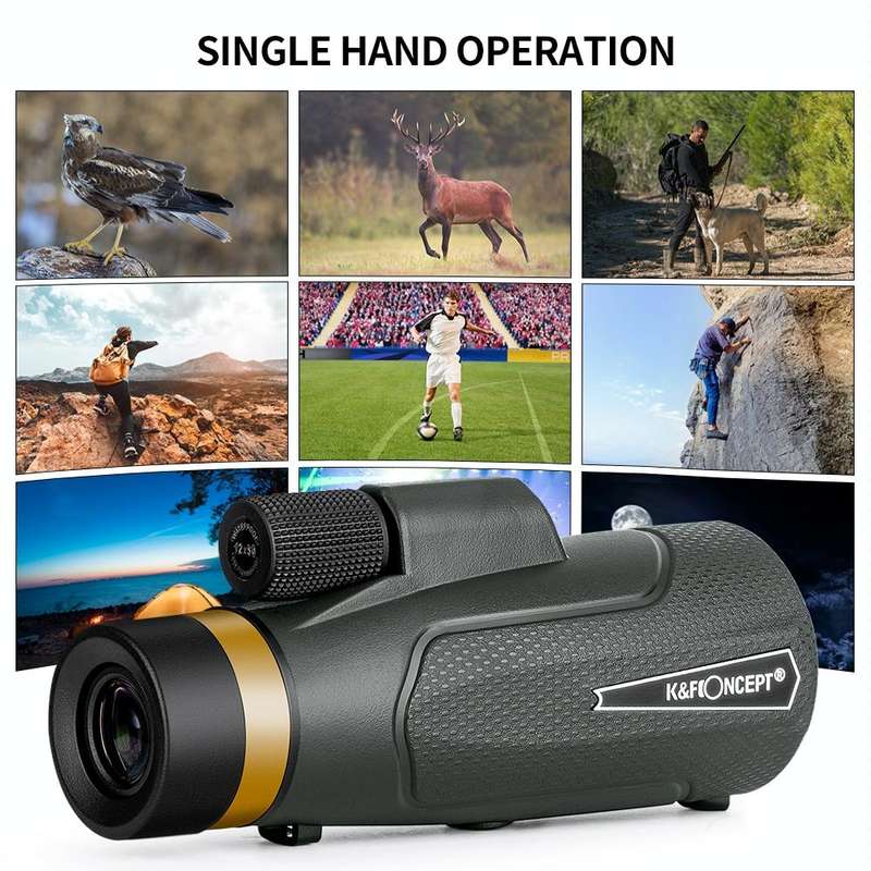 KF33.013 K&F Concept 12X50 Monoculars Adults High Power Monocular Telescope With Smartphone Adapter