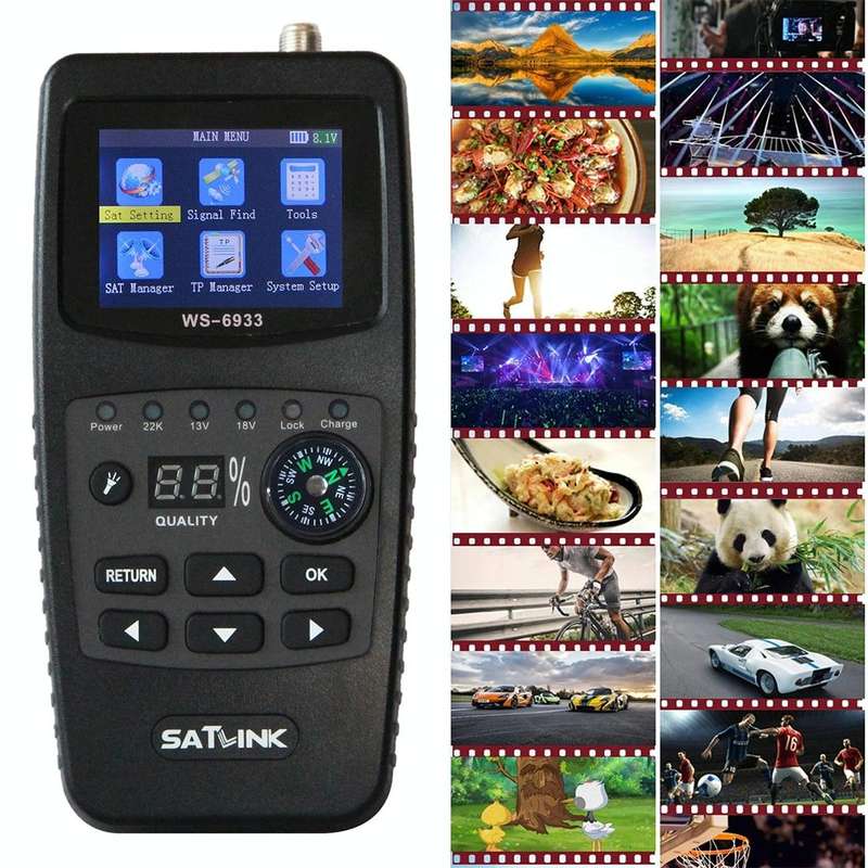 SATLINK WS6933 Portable Digital Satellite Finder Meter, 2.1 inch LCD Colour Screen, DVB-S2/S Sign...