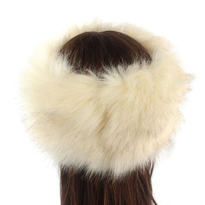 Unisex Winter Imitation Fox Fur Headband Bomber Hat, Size:L58-60cm(White)