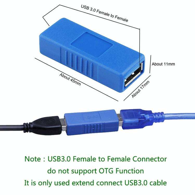 USB 3.0 Type A Female to Type A Female Connector AF Adapter Converter Extender for Laptop (Black)
