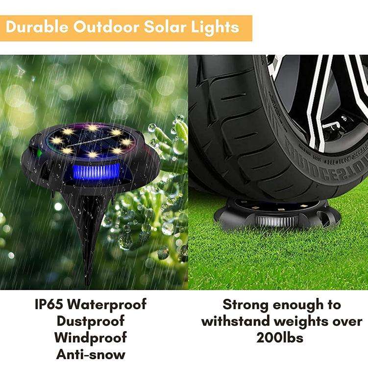 Outdoor Solar Underground Lamp Rotating Buried Lawn Lamp , Spec: 8 LEDs Warm+Color Light (Plastic...
