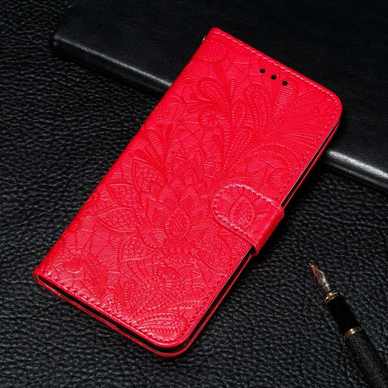 For Samsung Galaxy A32 4G Lace Flower Embossing Pattern Horizontal Flip Leather Case with Holder ...