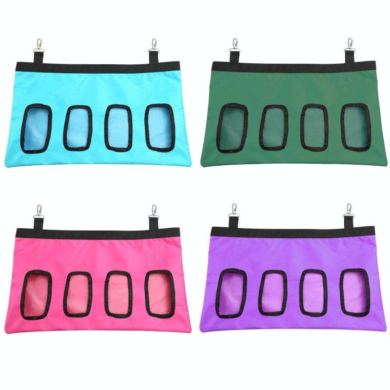 Pet Rabbit Guinea Pig Hanging Feeding Hay Storage Bag, Specification: Purple Four-hole