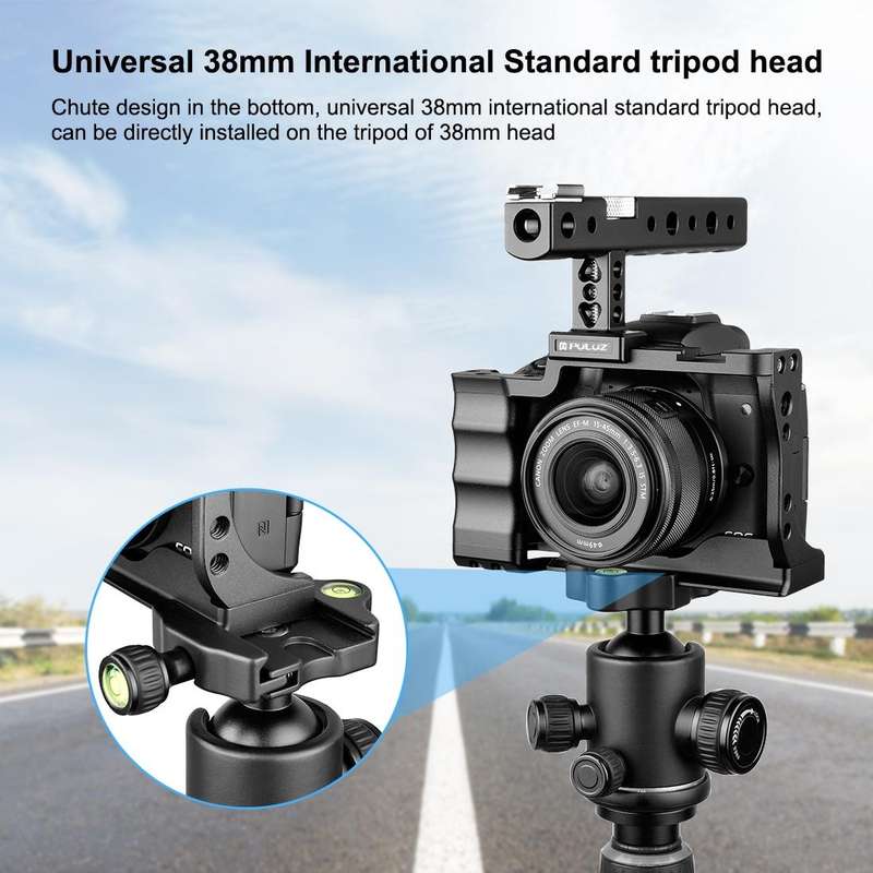 PULUZ Video Camera Cage Stabilizer with Handle for Canon EOS M50(Black)