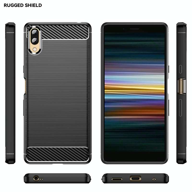 For Sony Xperia L3 Brushed Texture Carbon Fiber TPU Phone Case(Black)