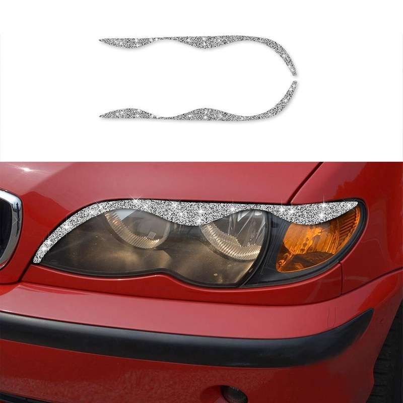 For BMW Series 3 E46 1999-2004 Car Light Eyebrow Soft Style Diamond Decoration Sticker, Left and ...