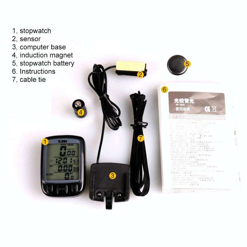 SUNDING 563A Bike Bicycle Waterproof Wired LCD Screen Luminous Mileage Speedometer Odometer, Engl...