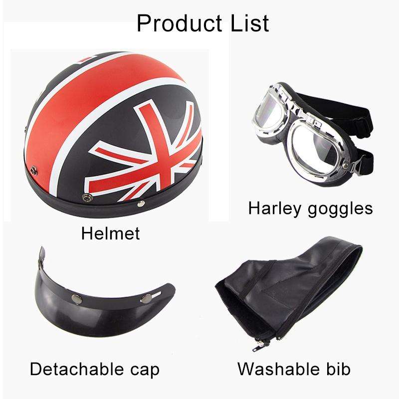 Soman Electromobile Motorcycle Half Face Helmet Retro Harley Helmet with Goggles(Matte Black Fren...