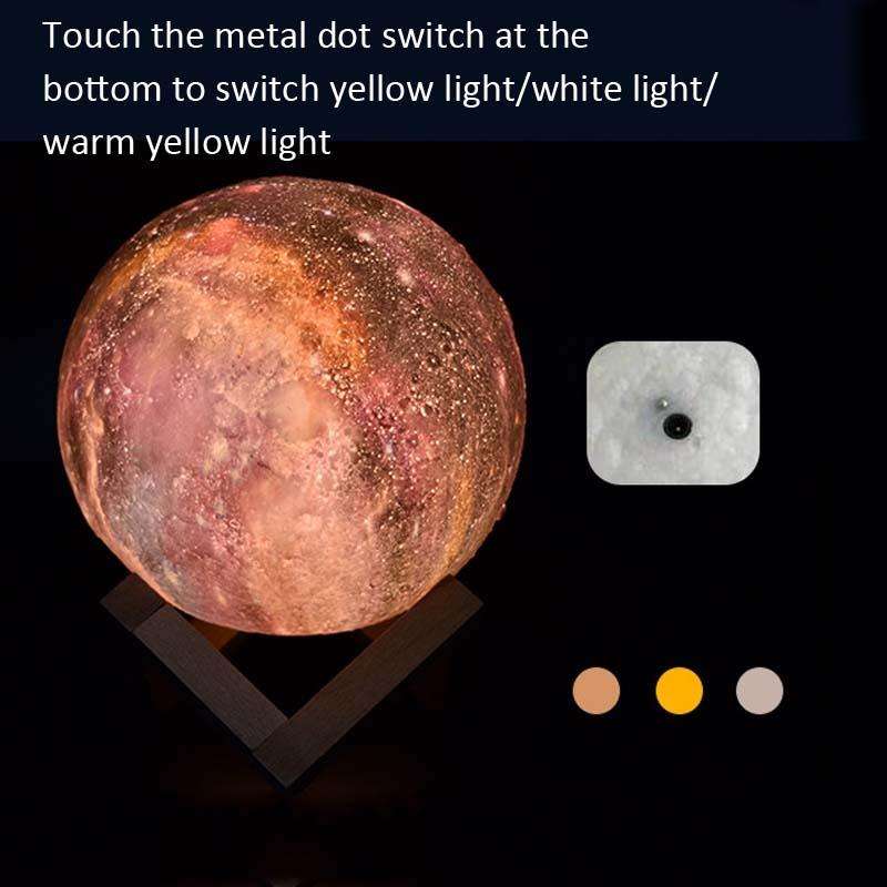 1W 3D Moon Lamp Children Gift Table Lamp Painted Starry Sky LED Night Light, Light color: 8cm Rem...