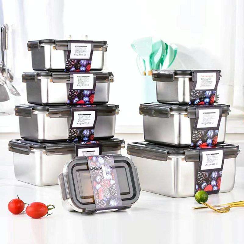 Refrigerator Refrigerated Storage Stainless Steel Airtight Crisper, Capacity: Rectangular 2000ML