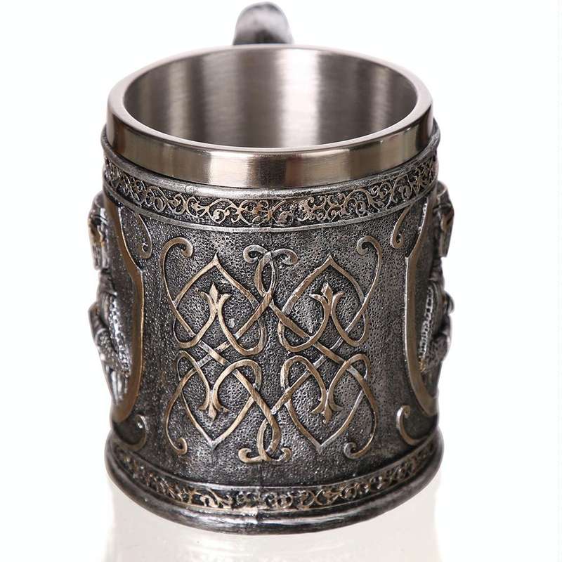 3D Viking Skull Coffee Beer Mug Skull Mug Beer Wine Drink Gift Stainless Steel Knight Decorative ...