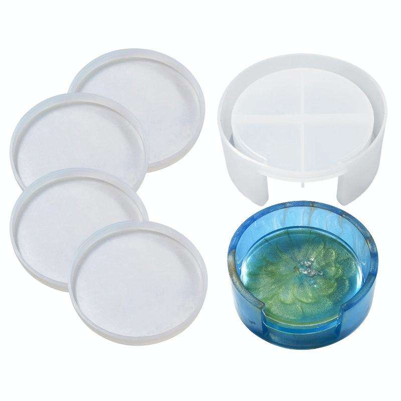 DIY Crystal Epoxy Storage Box Silicone Mould, Specification: Round Coaster Box Set