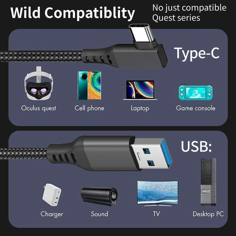 5m USB to USB-C / Type-C Elbow 5Gbps USB3.1 Gen2 Fast Charging Data-sync Cable(Black)