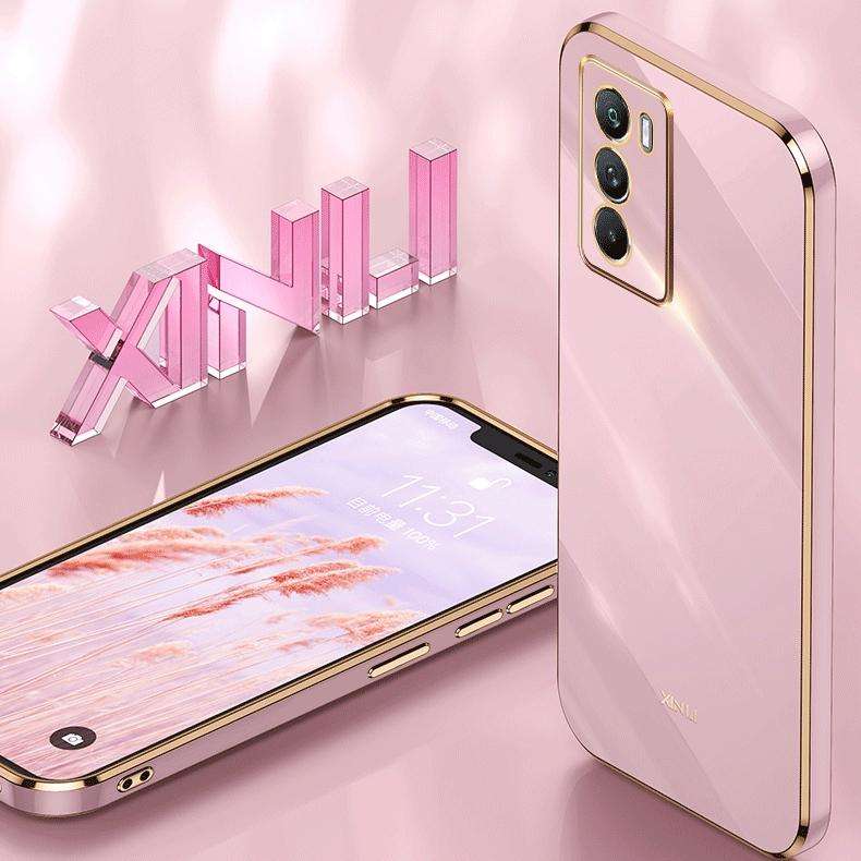 For vivo Y02s 4G XINLI Straight 6D Plating Gold Edge TPU Phone Case(White)