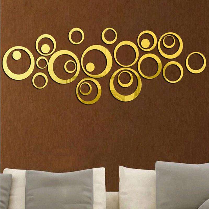Wall Clock 3D Three-dimensional Acrylic Fashion Mirror Wall Stickers Clock DIY Circle Combination...