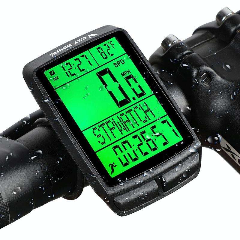 WEST BIKING 5 Languages Bicycle Waterproof Backlight Multifunction Wireless Odometer Speedometer(...