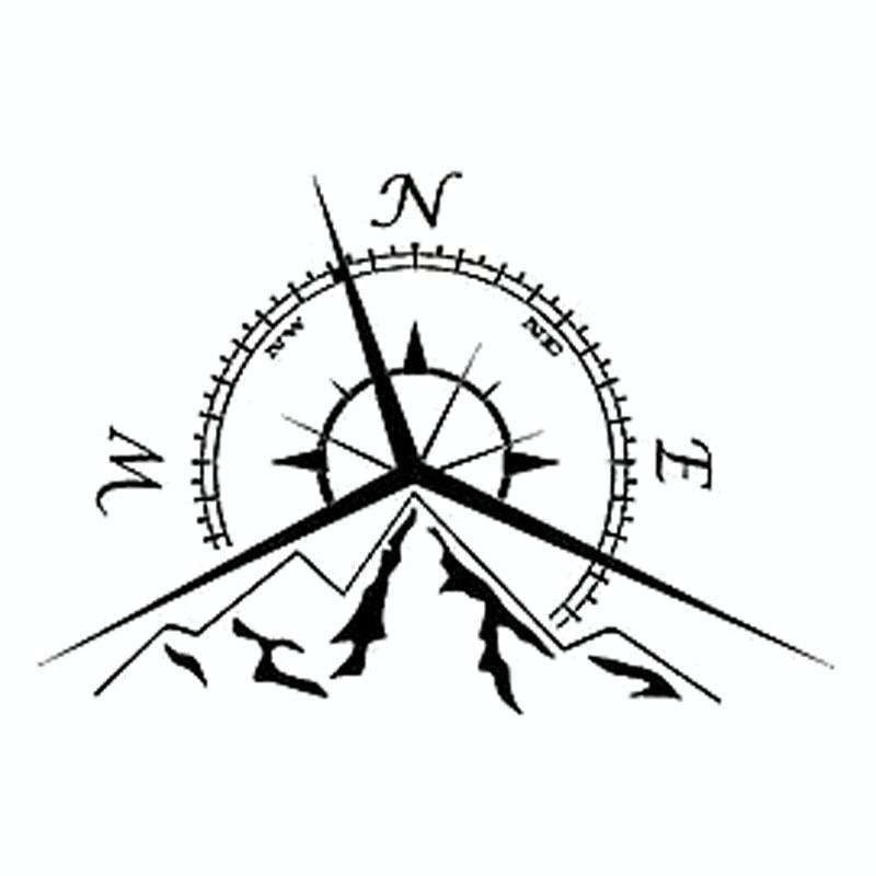 5 PCS NSWE Fashion Mountains Compass Rose Decal Nautical Compass Navigate Car Sticker, Size: 13.7...